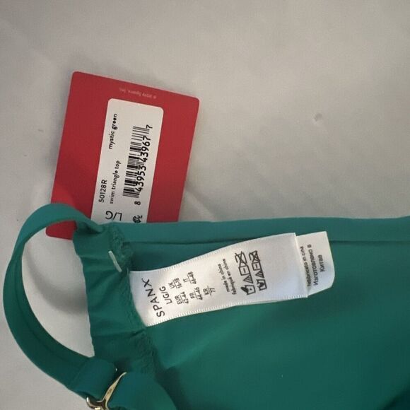 Spanx Women Sz Large Triangle Bikini Swim Top Mystic Green - Picture 8 of 9